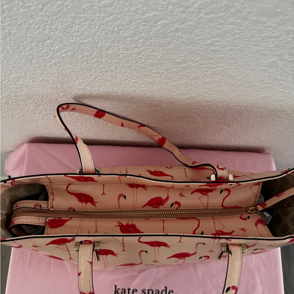 Kate Spade Grainy Vinyl Flamingo Tote Bag - Picture 4 of 7